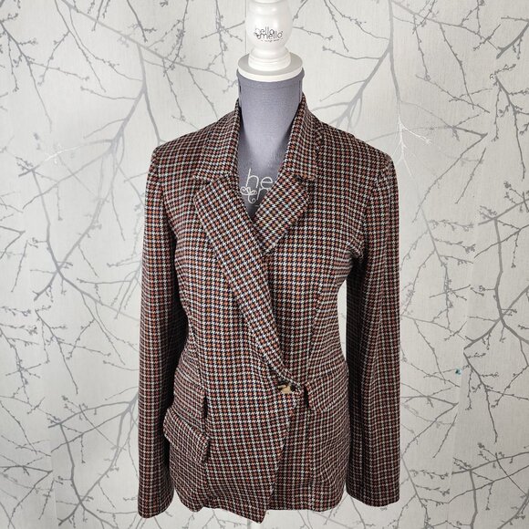 Maeve Houndstooth Collegiate Knit Stretch Wrap Style Blazer - Picture 2 of 6